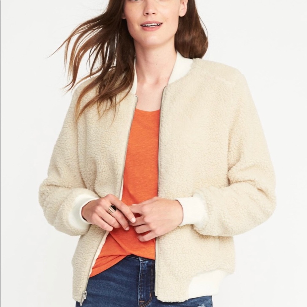 Old Navy Sherpa teddy bomber fleece medium